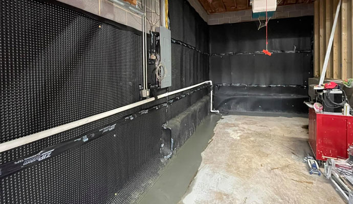 Basement waterproofing and sump pump installation