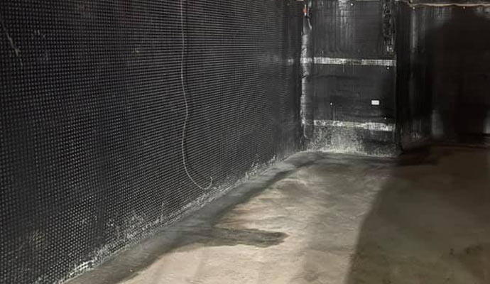 Basement waterproofing black wall