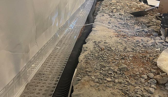 basement drainage installation