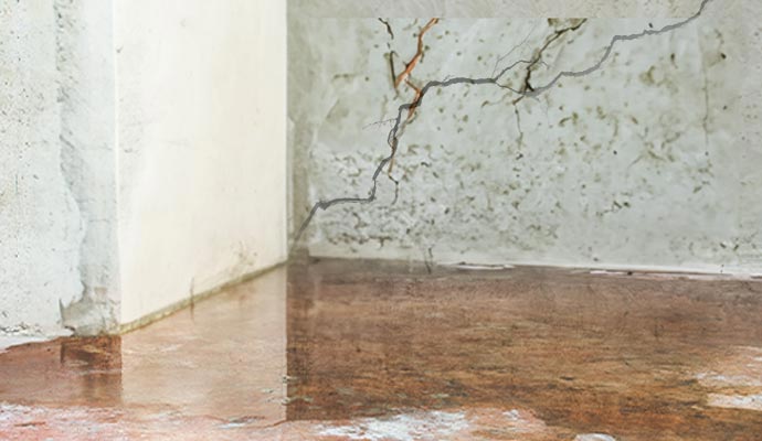 Basement leaking crack