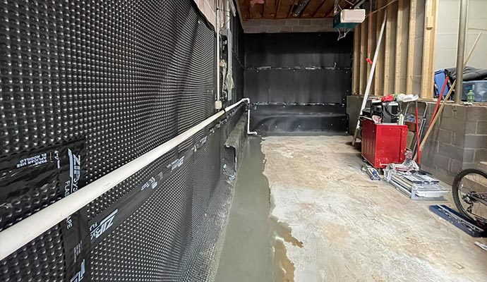 Waterproofed basement