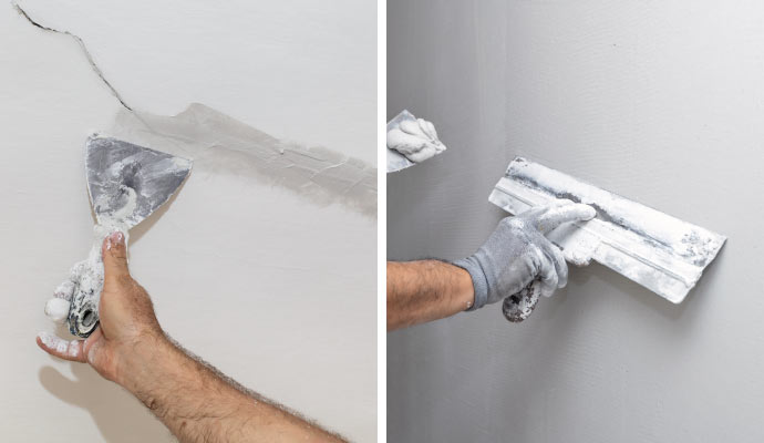 poorly done crack repair vs. a freshly repaired crack