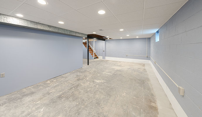 A clean unfinished basement