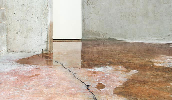 Crack concrete floor leaking