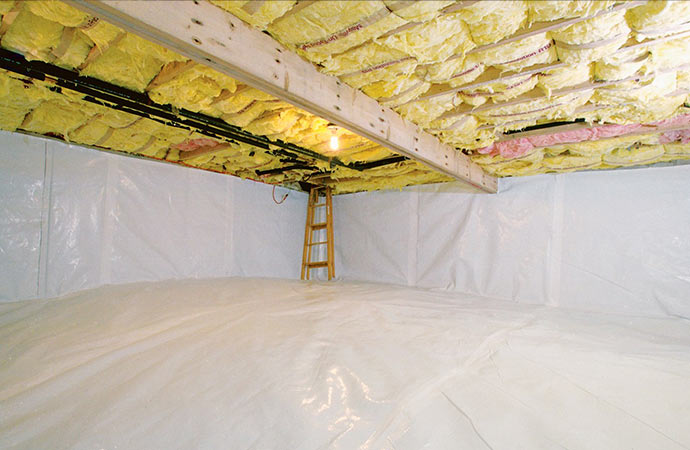 Crawl space and basement waterproofing for a dry and protected environment.