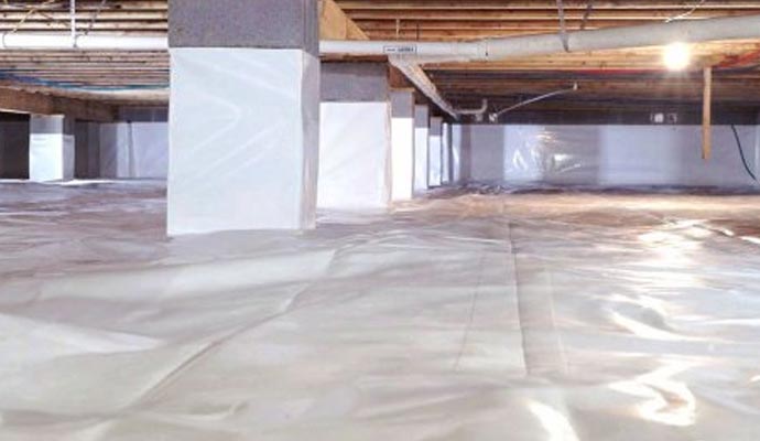 Waterproofing solution for crawl spaces to prevent moisture and damage.