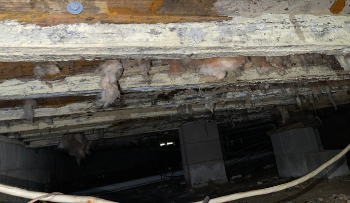 Structural damaged crawl-space