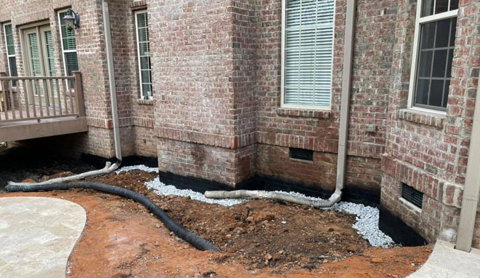 Installed exterior drainage system