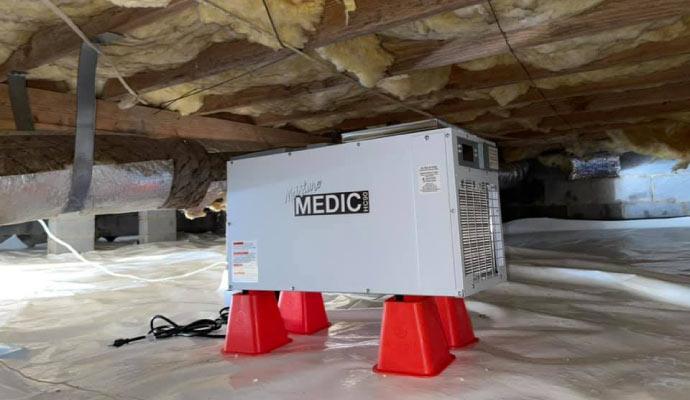 installed dehumidifier in crawl space