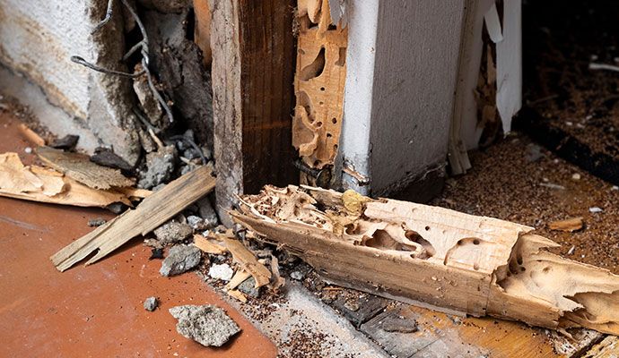 Severely termite-damaged wood