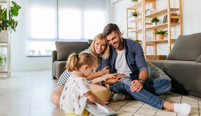 Family enjoying in room