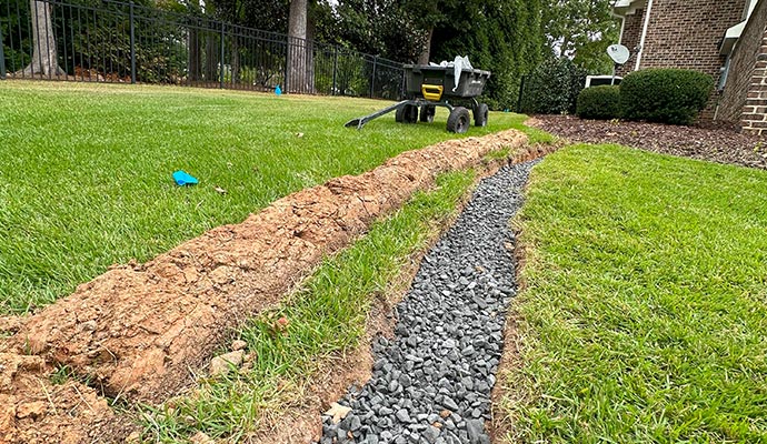 French drain installation