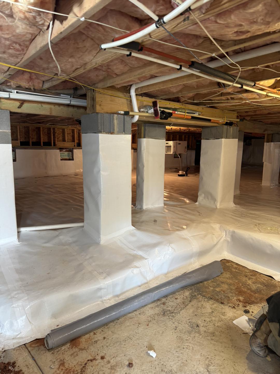 Waterproofed crawlspace