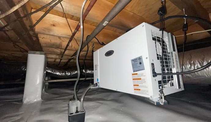 Installed dehumidifiers in the crawl space