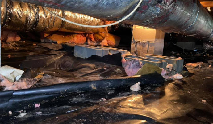 a moisty and dirty crawl space