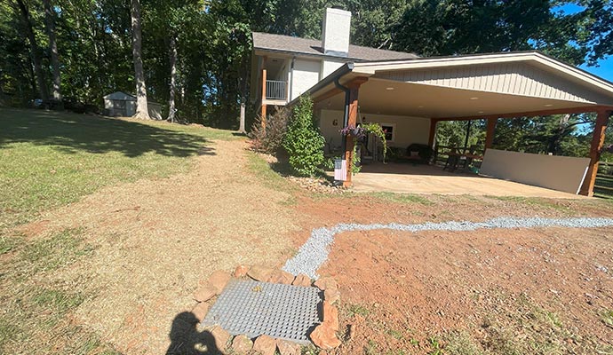 Newly installed exterior drainage