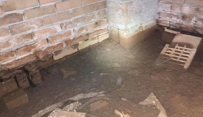 Water Damage in a Crawlspace