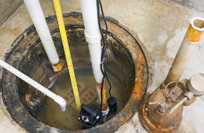 Old damaged sump pit