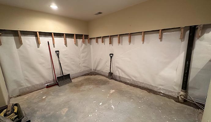A waterproofed basement 